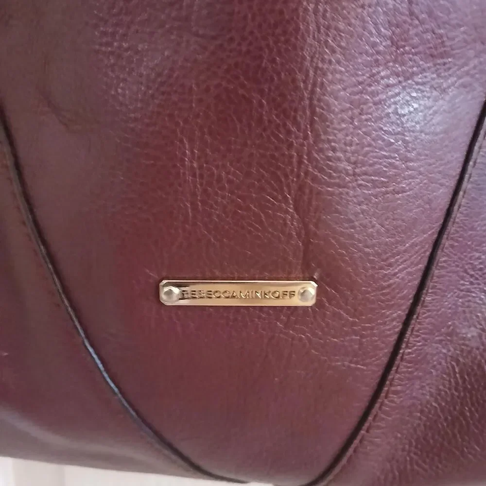 Y2K Style Rebecca Minkoff Burgundy Leather Moto Bucket Tote Hobo Bag Indie Boho